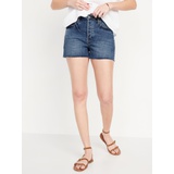 Higher High-Waisted Button-Fly Cut-Off Jean Shorts -- 3-inch inseam