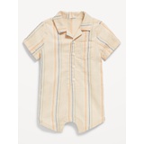 Striped Textured Dobby Pocket Romper for Baby Hot Deal