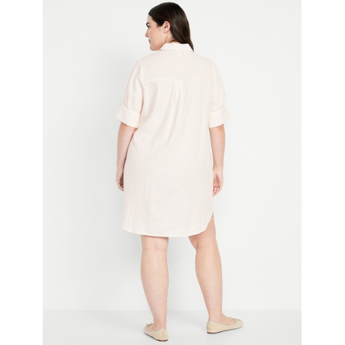올드네이비 Linen-Blend Shirt Dress Hot Deal