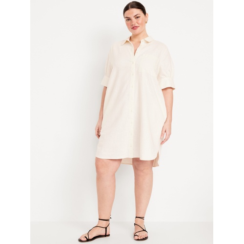 올드네이비 Linen-Blend Shirt Dress Hot Deal