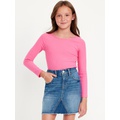 Long-Sleeve Ribbed Lace-Trim Top for Girls