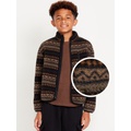 Printed Full-Zip Sherpa Jacket for Boys