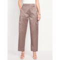 Extra-High Waisted Satin Cargo Barrel Wide-Leg Pants