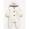 Unisex Sherpa Button-Front Hooded One-Piece for Baby Hot Deal