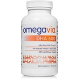 OmegaVia DHA 600 mg - Ultra-Pure DHA Supplements, Omega-3 for Brain & Eyes - Prenatal DHA Omega 3 Nutrient for Prenatal, Pregnant, and Nursing Women - Burpless, IFOS Tested for Mer