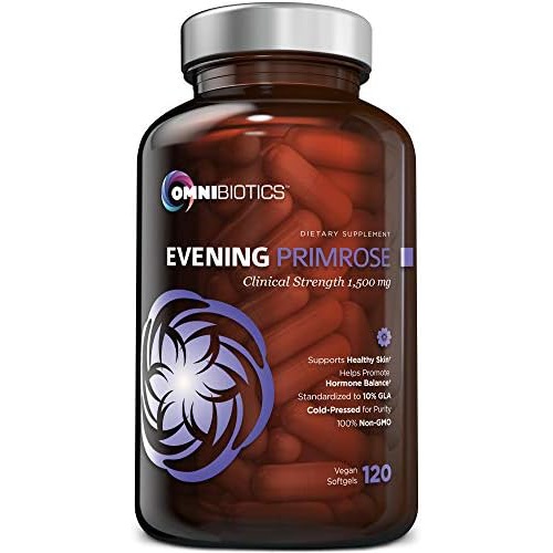  OmniBiotics Organic Evening Primrose Oil Clinical Strength 1,500 mg 10% GLA Cold-Pressed, Non-GMO Hormone Balance for Women Menopause and PMS Relief 120 Vegan softgel Capsules