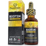 PLANTORIGIN Extra-Strength 15000mcg Biotin Liquid Vitamin Drops - Supports Hair Growth, Glowing Skin & Strong Nails , Alcohol-Free & Kosher,Berry Flavor & Coconut Oil - 5X Better Absorption, 6