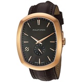 Philip Stein Mens Modern Stainless Steel Swiss-Quartz Watch with Leather Calfskin Strap, Brown, 22 (Model: 72RGP-CRGBK-CSTACH)