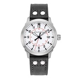 Philip Stein Slim Analog Display Wrist Japanese Quartz Watch Black Leather Band Pin Buckle White Dial with Skyfinder Frame Natural Frequency Technology Provides More Energy-Model 7