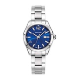 Philip Stein Analog Display Wrist Swiss Quartz Traveler Ladies Smart Watch Stainless Steel Silver Clasp Chain with Blue Dial Natural Frequency Technology Provides Energy - Model 91