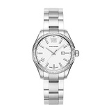 Philip Stein Analog Display Wrist Swiss Quartz Traveler Ladies Diamond Smart Watch Stainless Steel Silver Clasp Chain with White Dial Natural Frequency Technology Provides Energy -