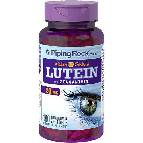 Lutein + Zeaxanthin, 20 mg, 180 Quick Release Softgels Gluten Free, Non-GMO by Piping Rock