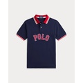 Baseball-Logo Cotton Mesh Polo Shirt