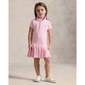 Pleated Stretch Mesh Polo Dress