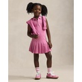 Pleated Stretch Mesh Polo Dress