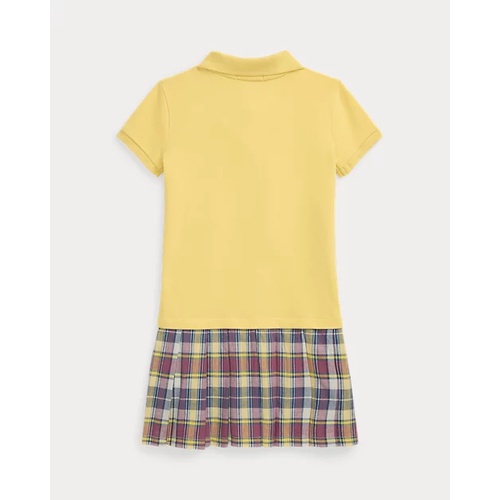 폴로 랄프로렌 Plaid-Skirt Stretch Mesh Polo Dress