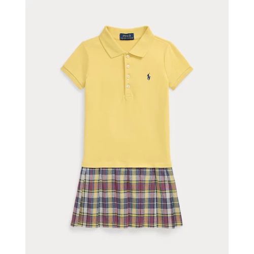 폴로 랄프로렌 Plaid-Skirt Stretch Mesh Polo Dress