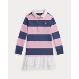 Woven-Skirt Striped Cotton Rugby Dress