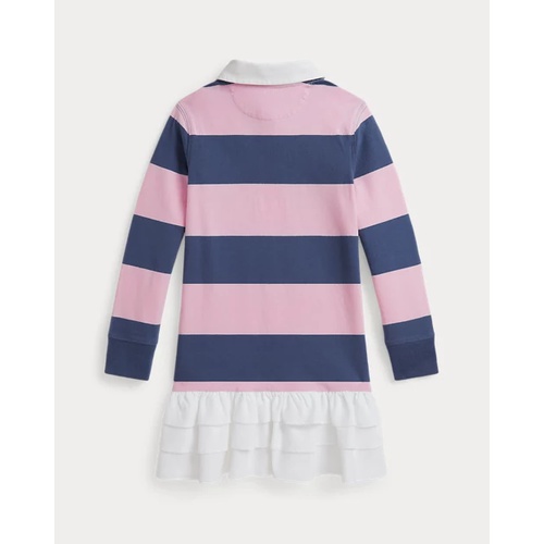 폴로 랄프로렌 Woven-Skirt Striped Cotton Rugby Dress