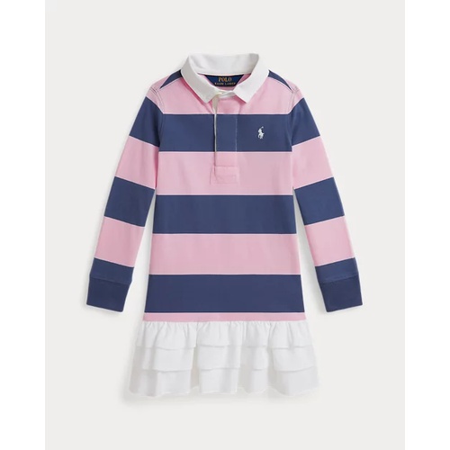 폴로 랄프로렌 Woven-Skirt Striped Cotton Rugby Dress