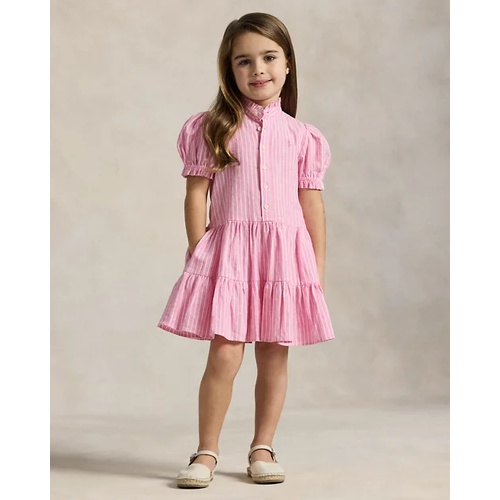 폴로 랄프로렌 Striped Tiered Linen-Cotton Dress