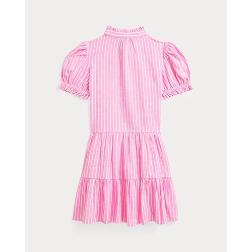 폴로 랄프로렌 Striped Tiered Linen-Cotton Dress