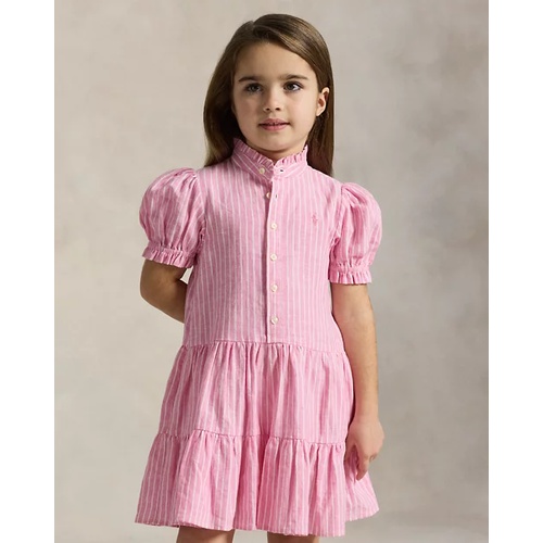 폴로 랄프로렌 Striped Tiered Linen-Cotton Dress