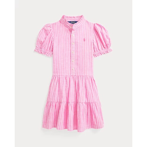 폴로 랄프로렌 Striped Tiered Linen-Cotton Dress