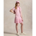 Pleated Stretch Mesh Polo Dress