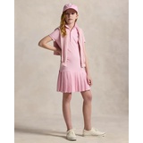 Pleated Stretch Mesh Polo Dress
