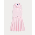 Belted Knit Oxford Polo Dress