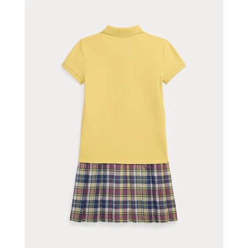 폴로 랄프로렌 Plaid-Skirt Stretch Mesh Polo Dress