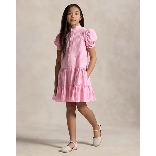 폴로 랄프로렌 Striped Tiered Linen-Cotton Dress