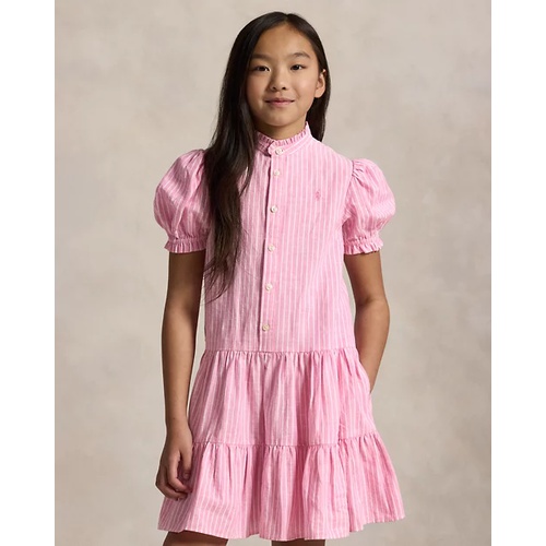 폴로 랄프로렌 Striped Tiered Linen-Cotton Dress