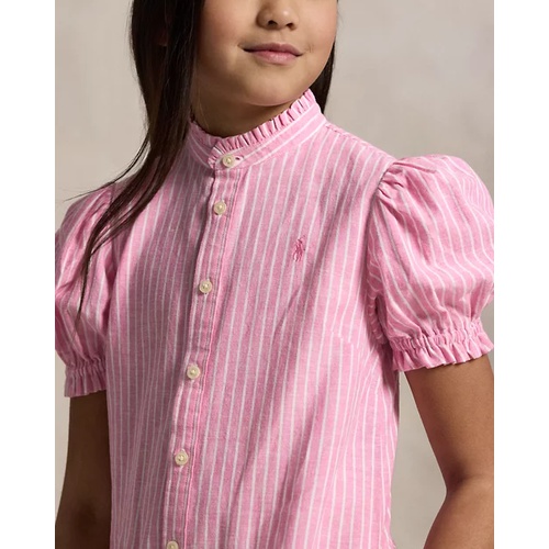 폴로 랄프로렌 Striped Tiered Linen-Cotton Dress