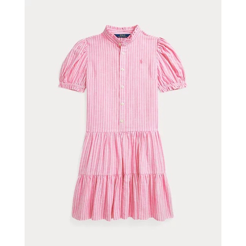 폴로 랄프로렌 Striped Tiered Linen-Cotton Dress
