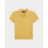 Mini-Cable Cotton Polo Sweater