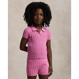 Mini-Cable Cotton Polo Sweater