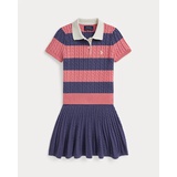 Cable Cotton Polo Sweater & Skirt Set