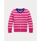 Striped Mini-Cable Cotton Cardigan