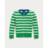 Striped Mini-Cable Cotton Cardigan