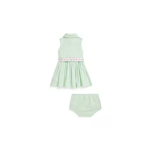 폴로 랄프로렌 Ralph Lauren Childrenswear' Baby Girl Striped Knit Oxford Shirtdress & Bloomer