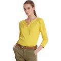 LAUREN Ralph Lauren Stretch Cotton 3/4 Sleeve Top