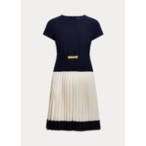 Two-Tone Belted Georgette Dress