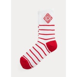 Striped Art Deco-Logo Crew Socks