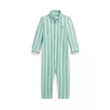 Baby Boys Striped Knit Cotton Oxford Coverall
