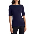 Ribbed Cotton Boat Neck T-Shirt