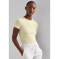 Striped Stretch Cotton Crew Neck T-Shirt