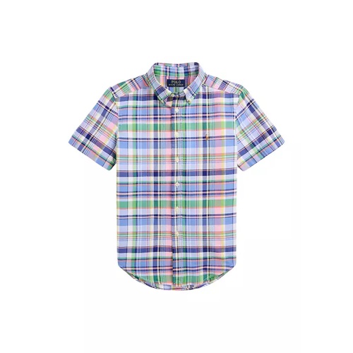 폴로 랄프로렌 Boys 8-20 Plaid Cotton Oxford Short-Sleeve Shirt