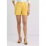 Pleated Linen Blend Twill Shorts
